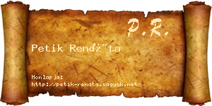 Petik Renáta névjegykártya